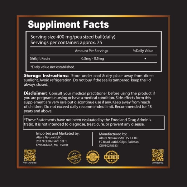 Altura Naturals Himalayan Shilajit Resin (30 Grams) - Image 8